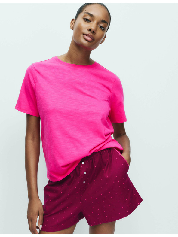 Marks & Spencer 2 ks pyžamových šortiek z čistej bavlny s potlačou Marks & Spencer ružová