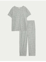 Marks & Spencer Skrátená pyžamová súprava s vysokým podielom bavlny a potlačou Marks & Spencer sivá