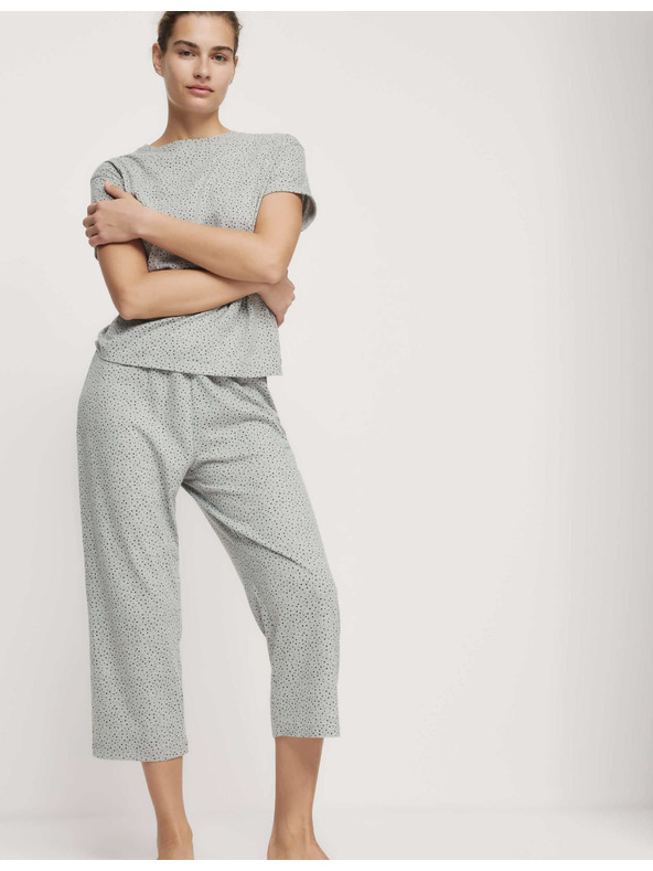 Marks & Spencer Skrátená pyžamová súprava s vysokým podielom bavlny a potlačou Marks & Spencer sivá