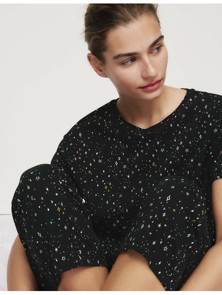 Marks & Spencer Skrátená pyžamová súprava s vysokým podielom bavlny a potlačou Marks & Spencer čierna