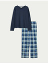 Marks & Spencer Pyžamová súprava z čistej bavlny s potlačou Marks & Spencer námorná modrá