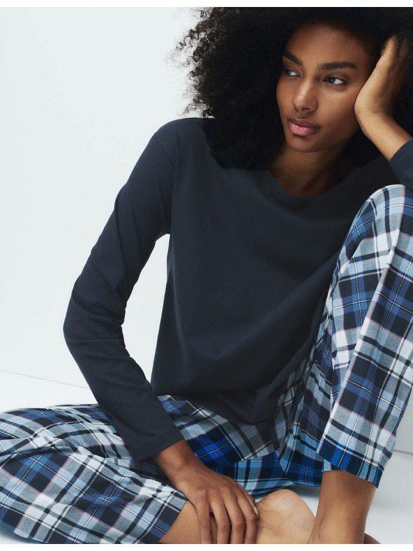 Marks & Spencer Pyžamová súprava z čistej bavlny s potlačou Marks & Spencer námorná modrá