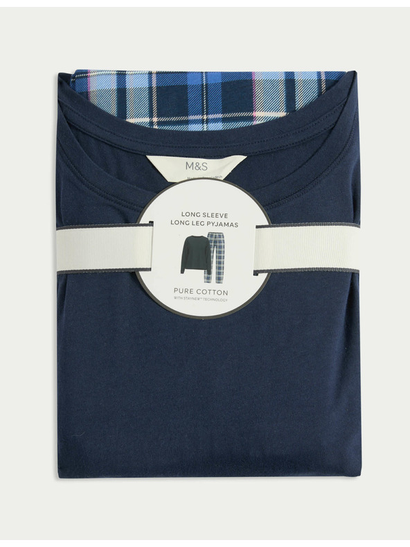 Marks & Spencer Pyžamová súprava z čistej bavlny s potlačou Marks & Spencer námorná modrá