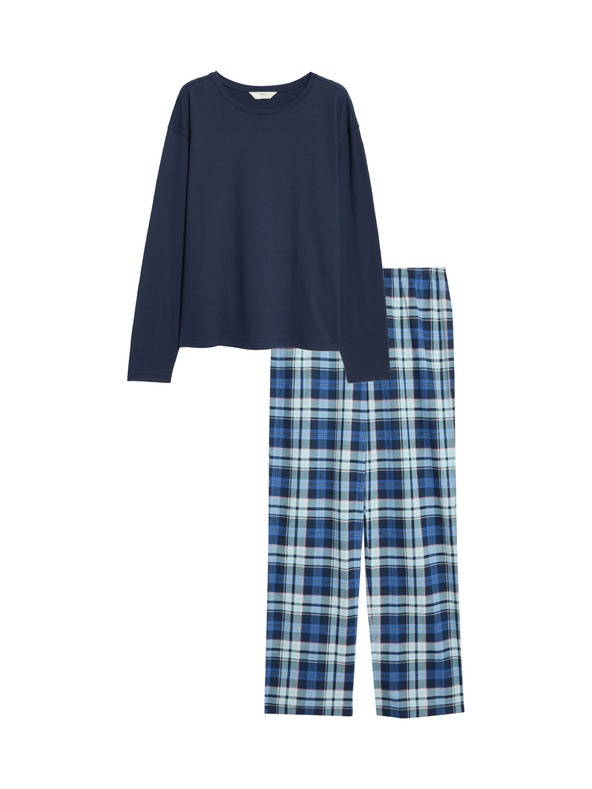 Marks & Spencer Pyžamová súprava z čistej bavlny s potlačou Marks & Spencer námorná modrá