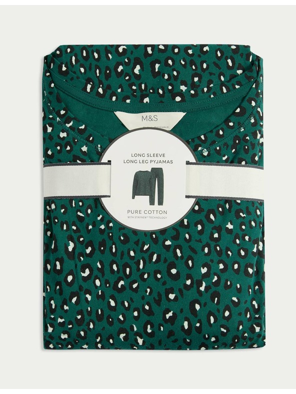 Marks & Spencer Pyžamová súprava z čistej bavlny s potlačou Marks & Spencer zelená