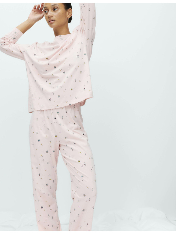 Marks & Spencer Pyžamová súprava z čistej bavlny s potlačou Marks & Spencer ružová
