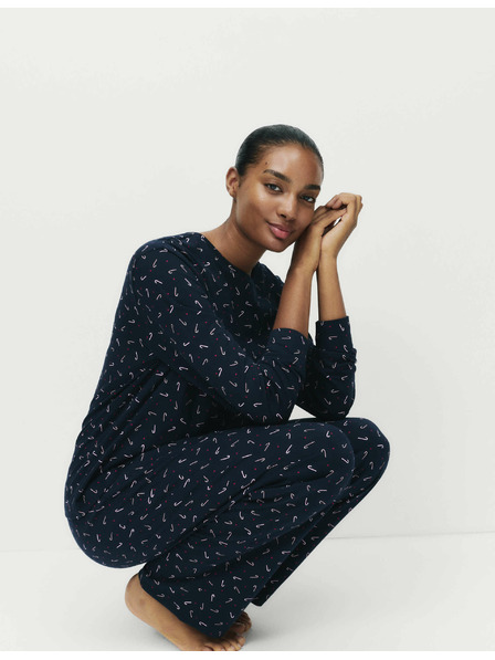 Marks & Spencer Pyžamová súprava z čistej bavlny s potlačou Marks & Spencer námorná modrá