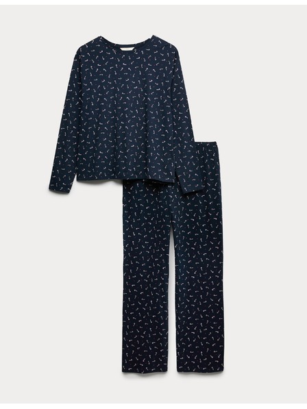 Marks & Spencer Pyžamová súprava z čistej bavlny s potlačou Marks & Spencer námorná modrá
