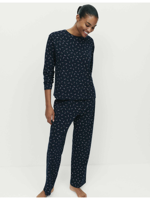 Marks & Spencer Pyžamová súprava z čistej bavlny s potlačou Marks & Spencer námorná modrá