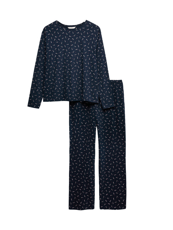 Marks & Spencer Pyžamová súprava z čistej bavlny s potlačou Marks & Spencer námorná modrá