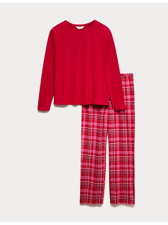 Marks & Spencer Pyžamová súprava z čistej bavlny s potlačou Marks & Spencer červená