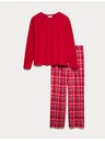 Marks & Spencer Pyžamová súprava z čistej bavlny s potlačou Marks & Spencer červená