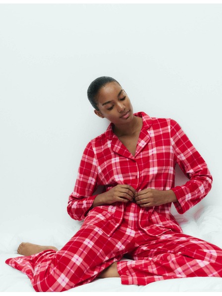 Marks & Spencer Flísová pyžamová súprava s potlačou Marks & Spencer červená