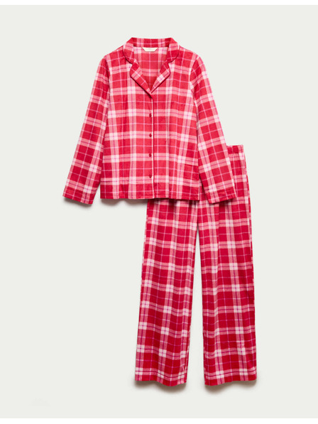Marks & Spencer Flísová pyžamová súprava s potlačou Marks & Spencer červená