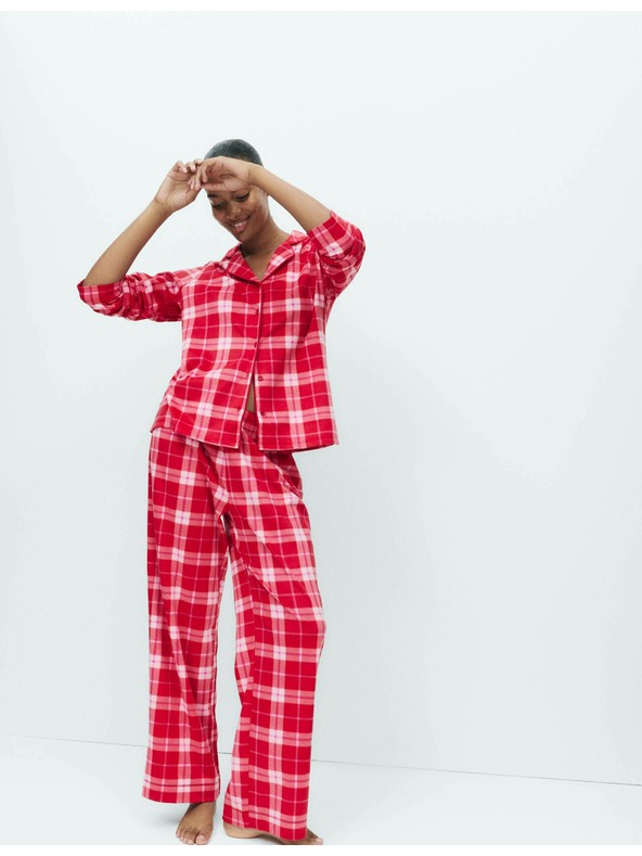 Marks & Spencer Flísová pyžamová súprava s potlačou Marks & Spencer červená