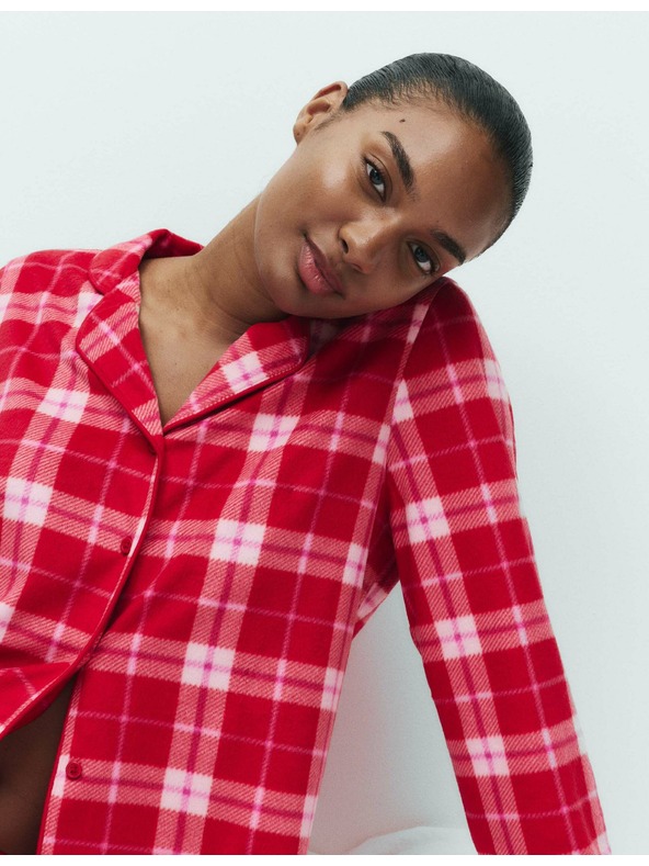 Marks & Spencer Flísová pyžamová súprava s potlačou Marks & Spencer červená