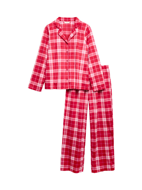 Marks & Spencer Flísová pyžamová súprava s potlačou Marks & Spencer červená