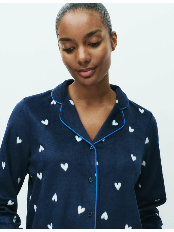 Marks & Spencer Flísová pyžamová súprava s potlačou Marks & Spencer námorná modrá