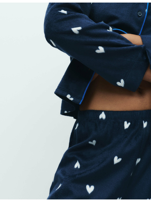 Marks & Spencer Flísová pyžamová súprava s potlačou Marks & Spencer námorná modrá