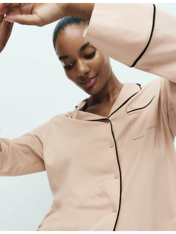 Marks & Spencer Bavlnený modalový pyžamový komplet Revere Marks & Spencer smotanová