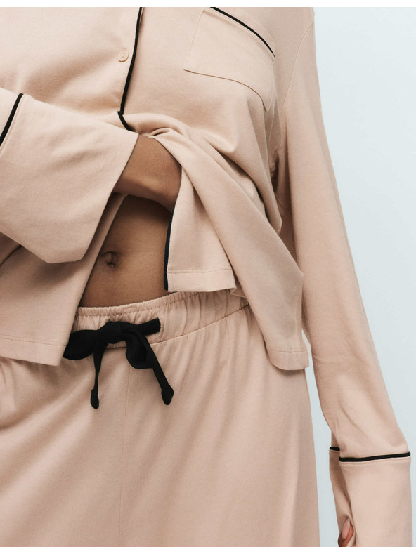 Marks & Spencer Bavlnený modalový pyžamový komplet Revere Marks & Spencer smotanová