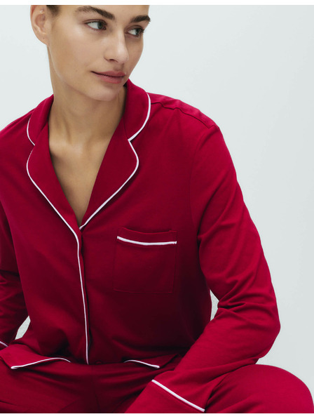Marks & Spencer Bavlnený modalový pyžamový komplet Revere Marks & Spencer červená