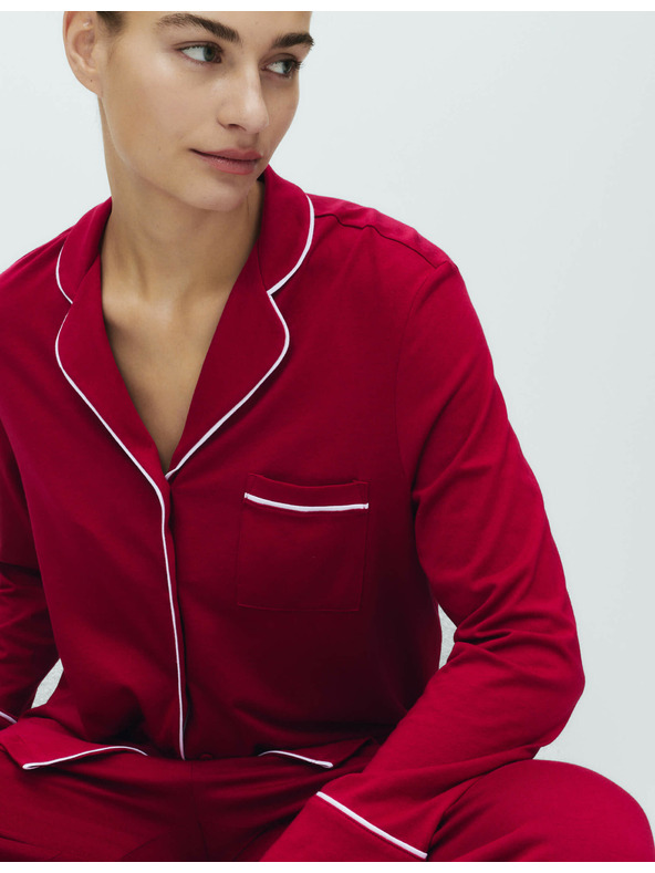 Marks & Spencer Bavlnený modalový pyžamový komplet Revere Marks & Spencer červená