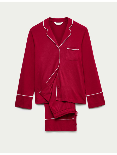 Marks & Spencer Bavlnený modalový pyžamový komplet Revere Marks & Spencer červená