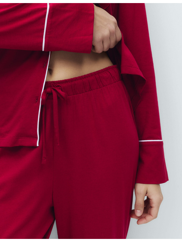 Marks & Spencer Bavlnený modalový pyžamový komplet Revere Marks & Spencer červená