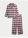 Marks & Spencer Vianočná kockovaná domáca pyžamová súprava z čistej bavlny Marks & Spencer smotanová