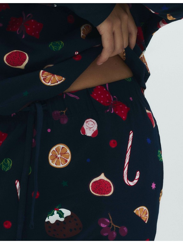 Marks & Spencer Vianočná domáca pyžamová súprava s motívom jedla z čistej bavlny Marks & Spencer námorná modrá