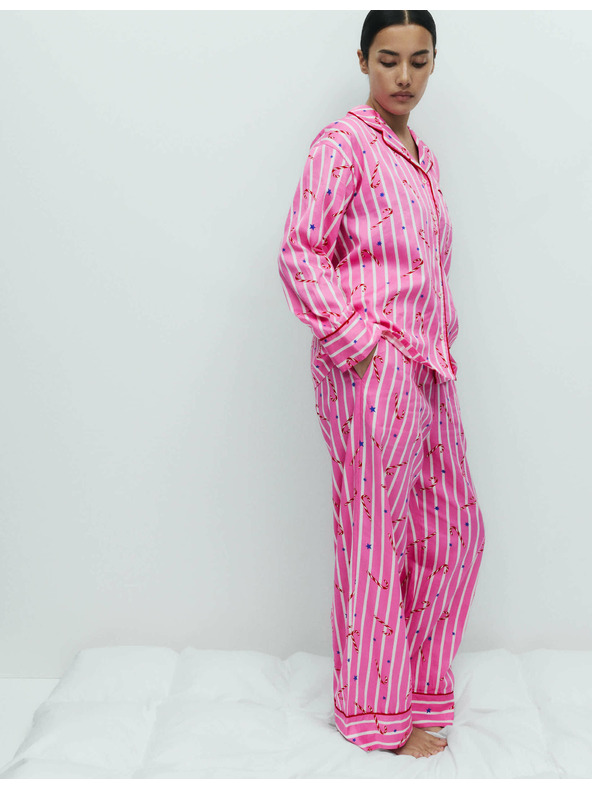 Marks & Spencer Vianočná pyžamová súprava z čistej bavlny s motívom lízátka Marks & Spencer ružová