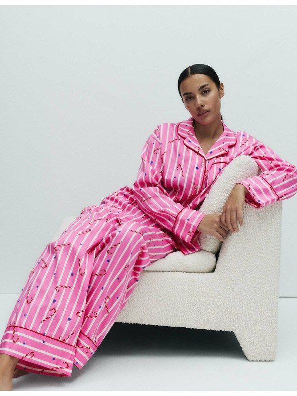Marks & Spencer Vianočná pyžamová súprava z čistej bavlny s motívom lízátka Marks & Spencer ružová