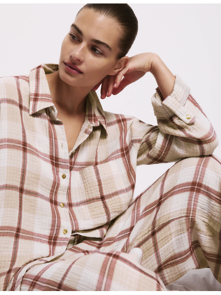 Marks & Spencer Kockovaná pyžamová súprava z čistej bavlny Marks & Spencer ružová