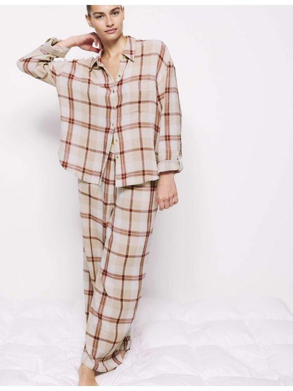 Marks & Spencer Kockovaná pyžamová súprava z čistej bavlny Marks & Spencer ružová