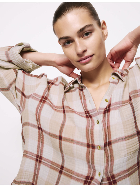 Marks & Spencer Kockovaná pyžamová súprava z čistej bavlny Marks & Spencer ružová