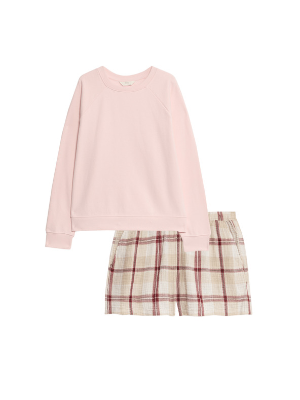 Marks & Spencer Letná 2-dielna pyžamová súprava z čistej bavlny Marks & Spencer ružová