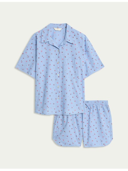 Marks & Spencer Krátka kvetinová súprava, z čistej bavlny a hrubého batista Marks & Spencer modrá