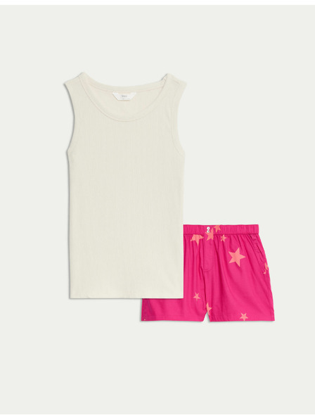 Marks & Spencer Krátka súprava s vysokým podielom bavlny a hviezdnym potlačou Marks & Spencer smotanová