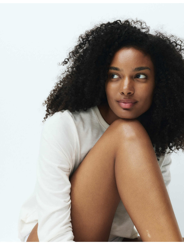 Marks & Spencer Pyžamové topy z čistej bavlny s dlhými rukávmi, 2 ks Marks & Spencer smotanová