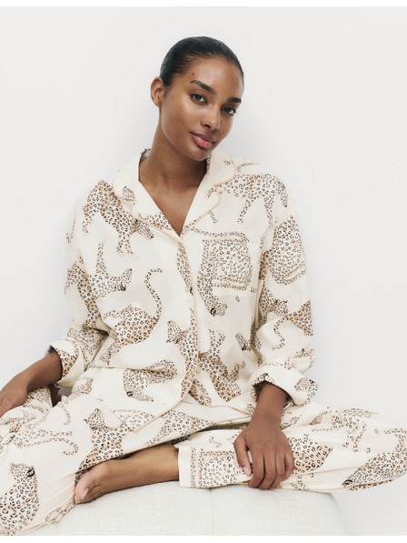 Marks & Spencer Pyžamový top so zvieracím potlačou, z čistej bavlny Marks & Spencer smotanová