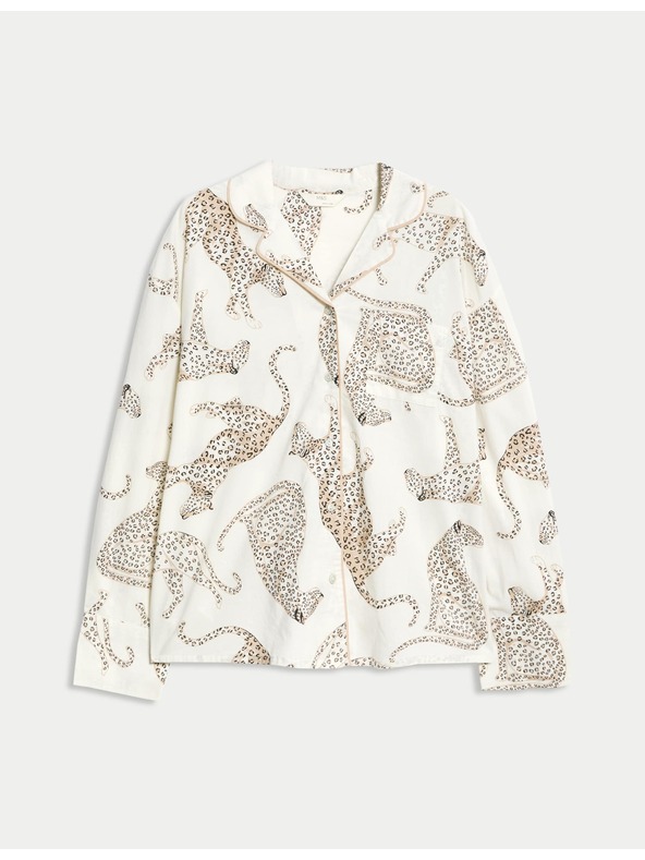 Marks & Spencer Pyžamový top so zvieracím potlačou, z čistej bavlny Marks & Spencer smotanová