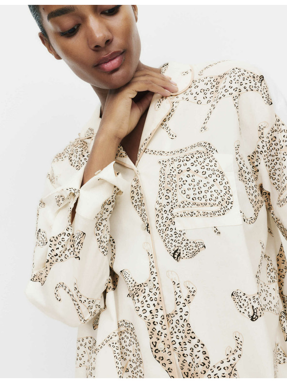 Marks & Spencer Pyžamový top so zvieracím potlačou, z čistej bavlny Marks & Spencer smotanová