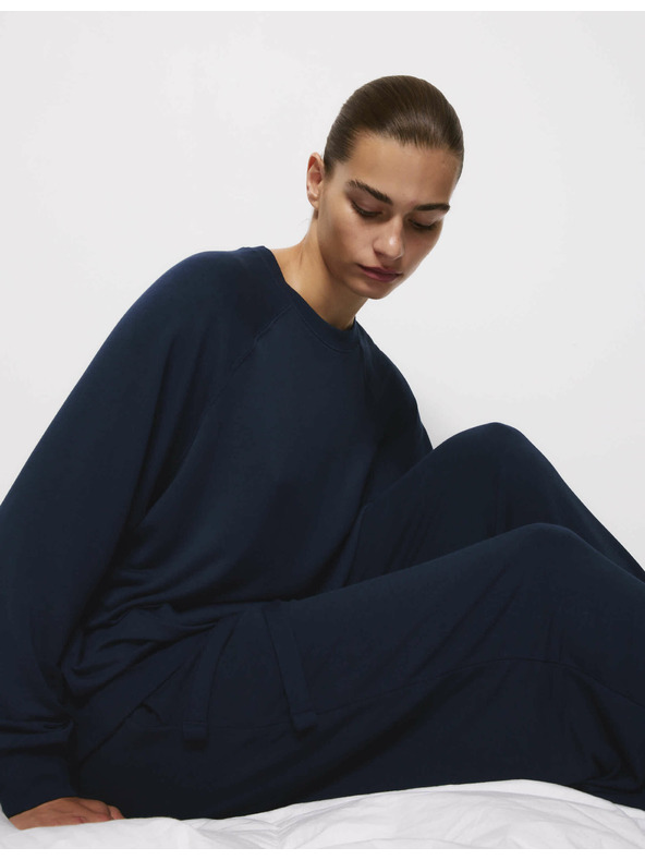 Marks & Spencer Pyžamový top s dlhými rukávmi s manžetami Marks & Spencer námorná modrá