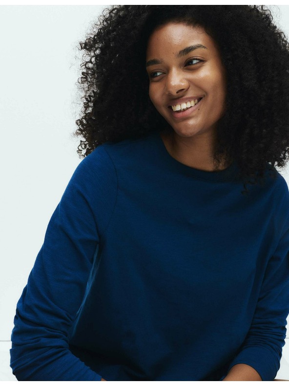 Marks & Spencer Pyžamové topy z čistej bavlny s dlhými rukávmi, 2 ks Marks & Spencer námorná modrá