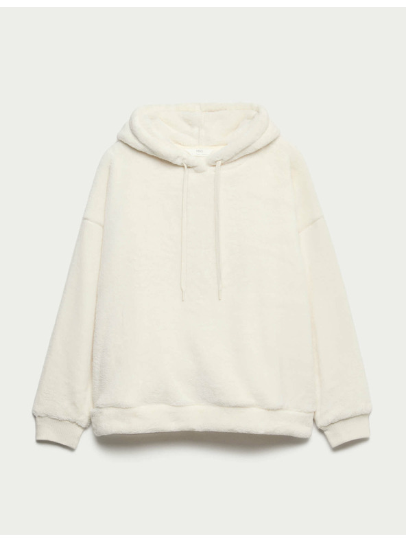 Marks & Spencer Domáca mikina s kožušinovým flísom a kapucňou Marks & Spencer smotanová