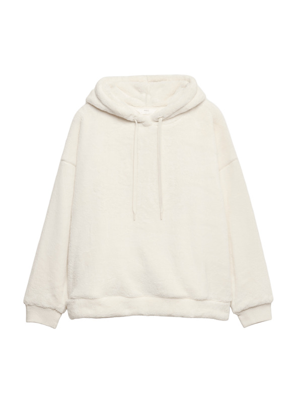 Marks & Spencer Domáca mikina s kožušinovým flísom a kapucňou Marks & Spencer smotanová