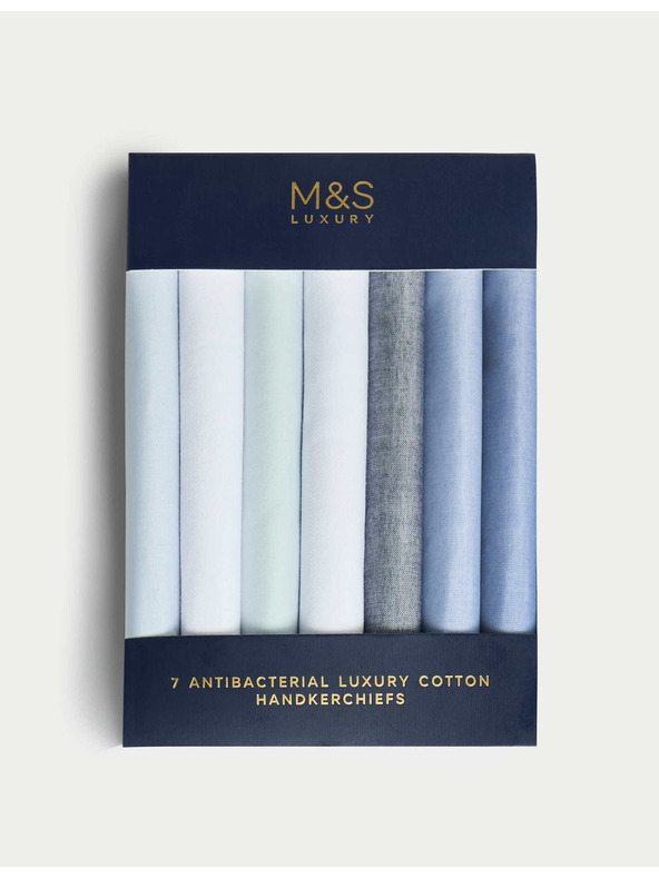 Marks & Spencer Antibakteriálne vreckovky z čistej bavlny, 7 ks v balení Marks & Spencer modrá