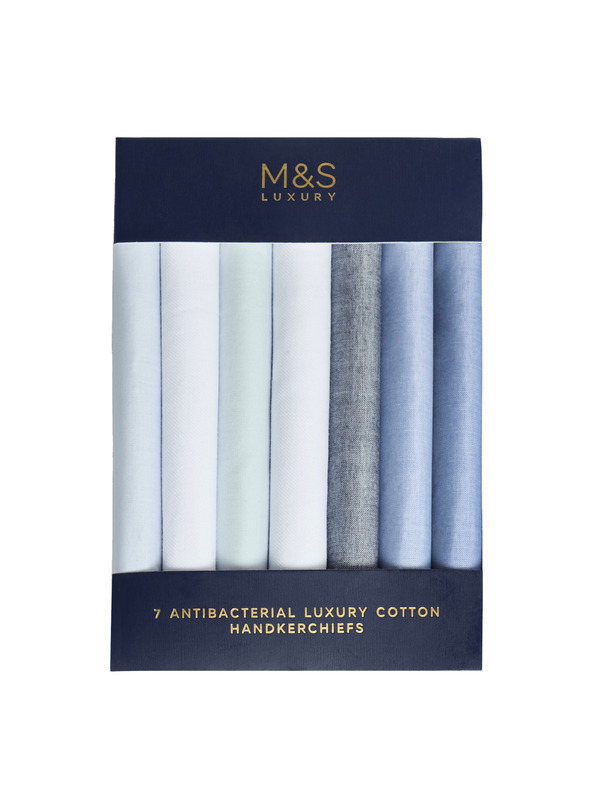 Marks & Spencer Antibakteriálne vreckovky z čistej bavlny, 7 ks v balení Marks & Spencer modrá