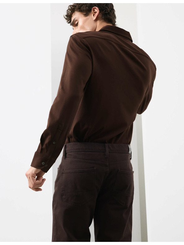 Marks & Spencer Žerzejová košeľa z čistej bavlny, normálny strih, ľahké žehlenie Marks & Spencer hnedá